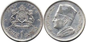 монета Марокко 1 дирхам 1960