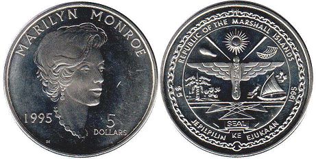 монета Маршалловых Островов 5 долларов 1995