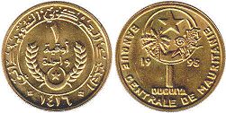 монета Мавритания 1 угия 1995