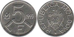 монета Молдавия 5 лей 1993
