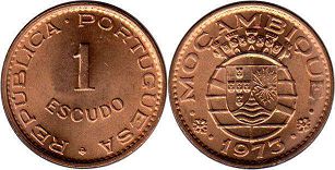 монета Мозамбик 1 эскудо 1973
