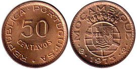монета Мозамбик 50 сентаво 1973