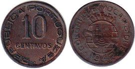 монета Мозамбик 10 сентаво 1942