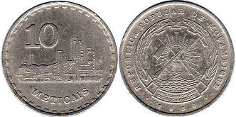 монета Мозамбик 10 метикал 1980