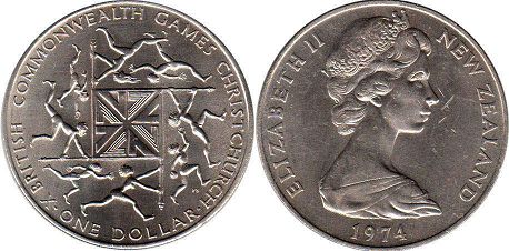 монета Новая Зеландия 1 доллар 1974