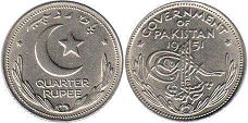 монета Пакистан 1/4 рупии 1951