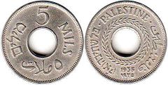 монета Палестина 5 милc 1935