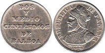 монета Панама 2,5 сентесимо 1929
