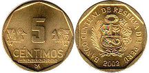 монета Перу 5 сентимо 2002
