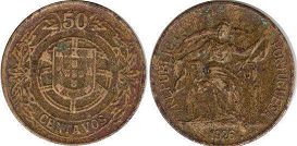 монета Португалия 50 сентаво 1926