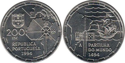 монета Португалия 200 эскудо 1994
