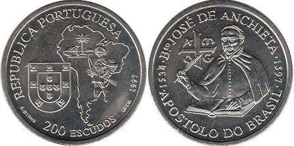 монета Португалия 200 эскудо 1997