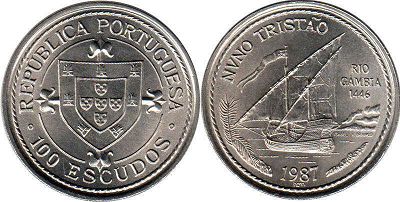 монета Португалия 100 эскудо 1987