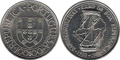 монета Португалия 100 эскудо 1988