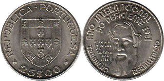 монета Португалия 25 эскудо 1981