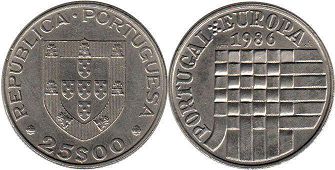 монета Португалия 25 эскудо 1986
