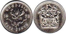 монета Родезия 5 центов 1973