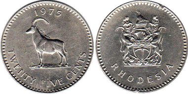 монета Родезия 25 центов 1975