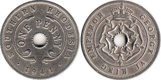 монета Родезия 1 пенни 1941