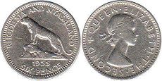 монета Родезия и Ньясаленд 6 пенсов 1955