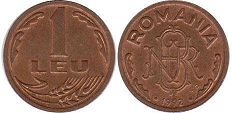 монета Румыния 1 лея 1992