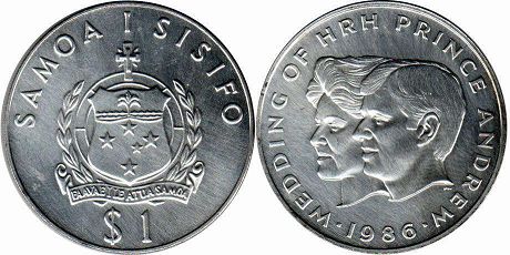 монета Самоа 1 тала 1986