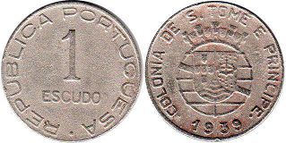 монета Сан-Томе и Принсипи 1 эскудо 1939