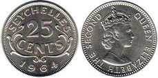 монета Сейшельские Острова 25 центов 1964