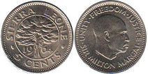 монета Сьерра-Леоне 5 центов 1964