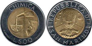 монета Сан-Марино 500 лир 1998