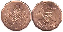 монета Свазиленд 1 цент 1974