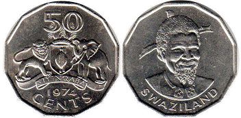 монета Свазиленд 50 центов 1974
