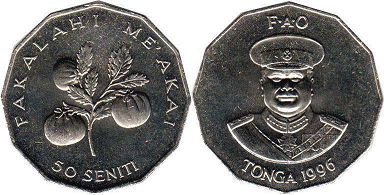 монета Тонга 50 сенити 1996