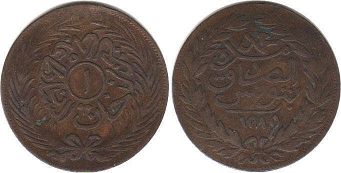 монета Тунис 1 харуб 1872