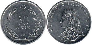 монета Турция 50 курушей 1976