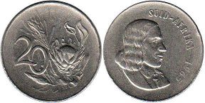 монета ЮАР 20 центов 1965