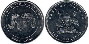 монета Уганда 100 шиллингов 2004