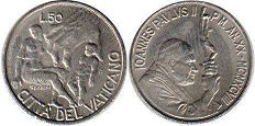 монета Ватикан 50 лир 1999