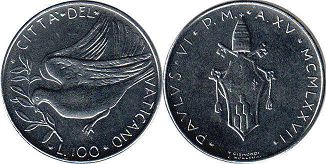 монета Ватикан 100 лир 1977