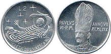 монета Ватикан 2 лиры 1969