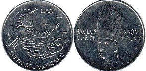монета Ватикан 50 лир 1969 