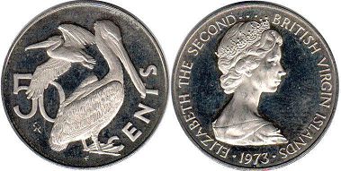 монета Виргинские Острова 50 центов 1973