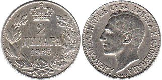 монета Югославия 2 динара 1925