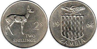 монета Замбия 2 шиллинга 1964
