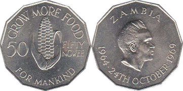 монета Замбия 50 нгве 1969