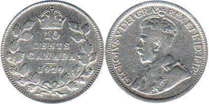монета Канада монета 10 центов 1929