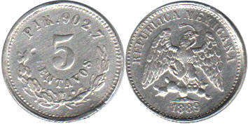 Мексика монета 5 сентаво 1904