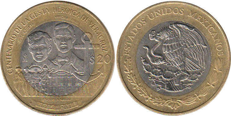 Мексика монета 20 песо 2014 Veracruz