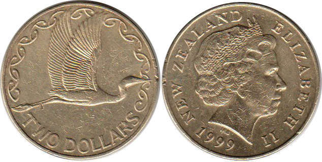 монета Новая Зеландия 2 доллара 1999
