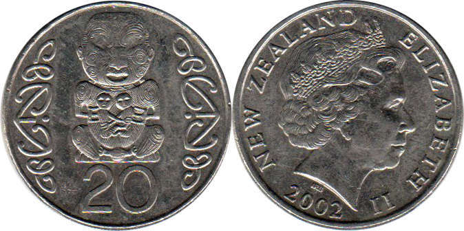монета Новая Зеландия 20 центов 2002